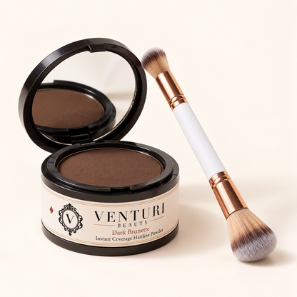 Venturi root and blend brush with Instant Coverage Hairline Powder